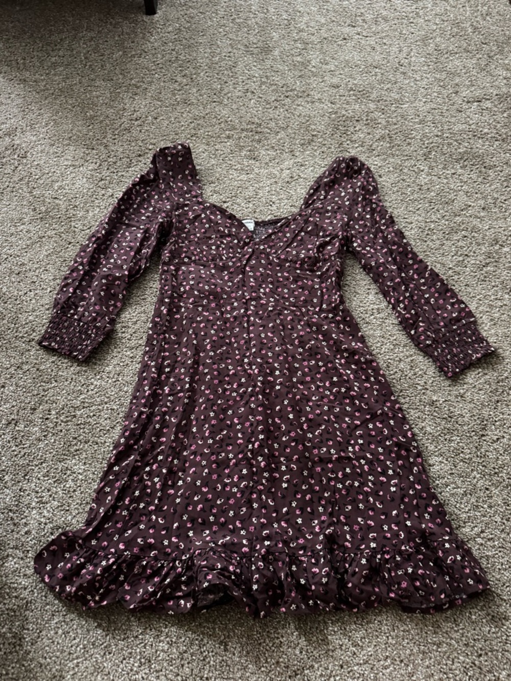 Garage Plum Floral Print Sweetheart Neck Sundress